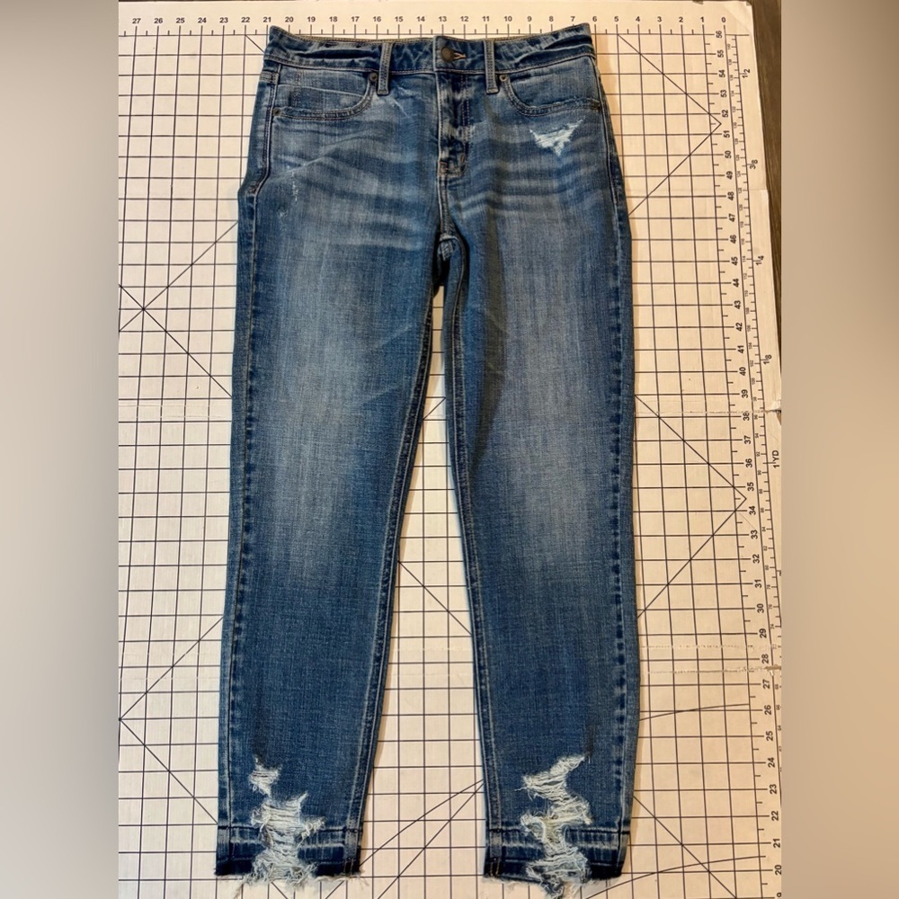 NEW Cosmic Blue Love by Pistola Size 6/28 High Rise Distressed Crop Jeans
